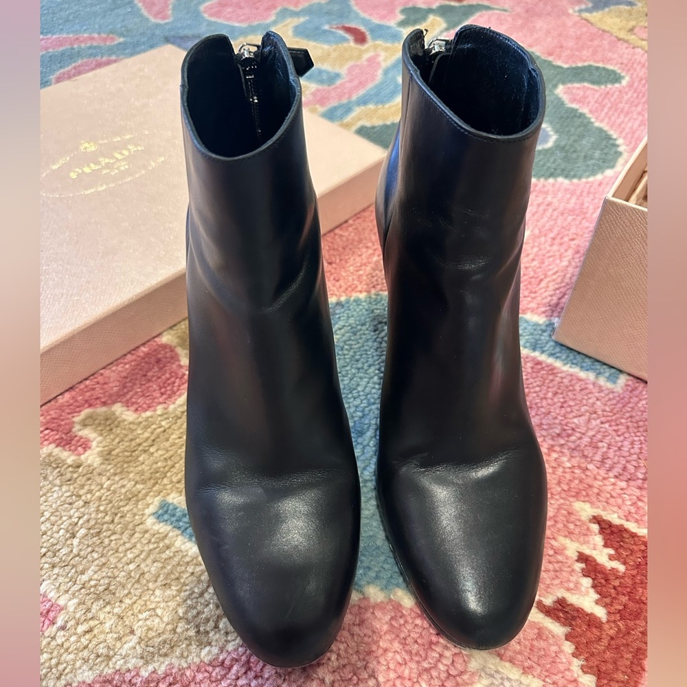 EUC Prada black leather booties Size 41 US 10 - Picture 7 of 16